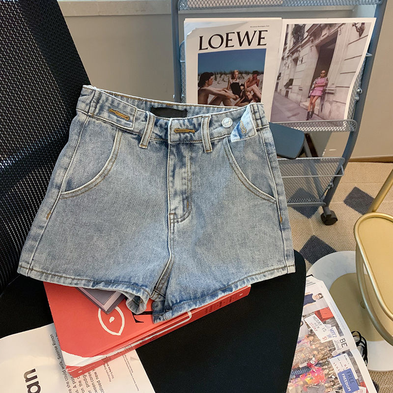 [spot] love high waisted Cowboy SHORTS women's summer new design feeling thin straight pants high street fashion