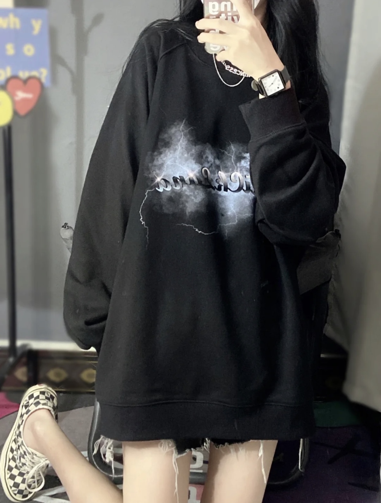 Plush American fried Street hiphop sweater women American sweet cool sweater women ins autumn and winter Plush loose lazy BF coat
