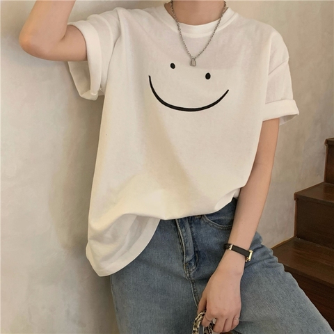Short sleeve T-shirt women's spring dress Korean  new versatile loose letter printed white bottom shirt