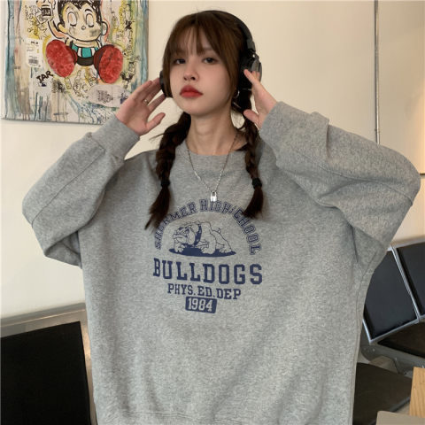 Harajuku BF plus velvet thickened pullover round neck sweater female student salt system loose top autumn and winter jacket lazy style