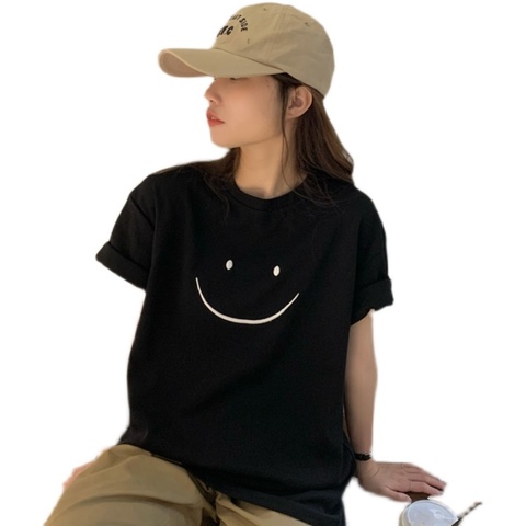 Short sleeve T-shirt women's spring dress Korean  new versatile loose letter printed white bottom shirt