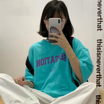 Summer new Korean versatile Harajuku port style letter loose short sleeve T-shirt for women