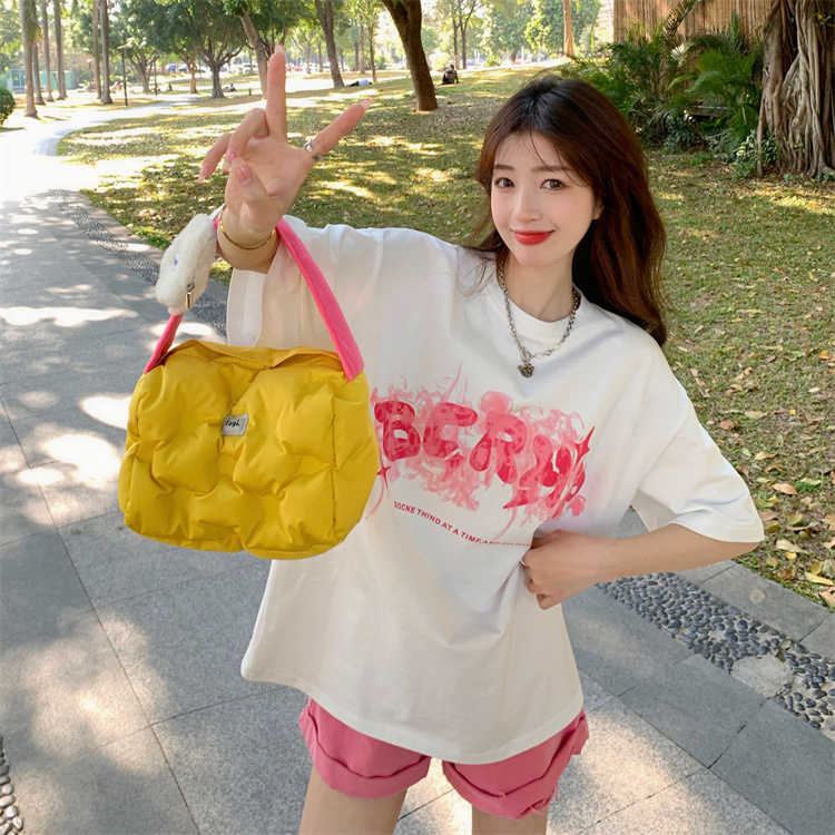 6535 pull frame cotton white short sleeved T-shirt women's new summer net red pop loose Korean fire clothes