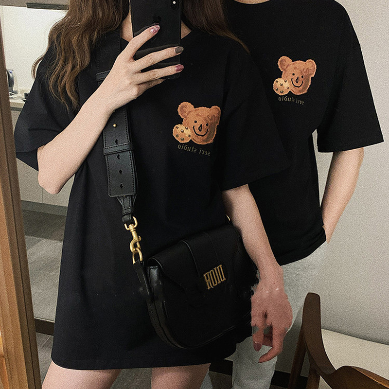 Internet red couple's fashion in summer new fashion summer women's short sleeve T-shirt Korean minority design top