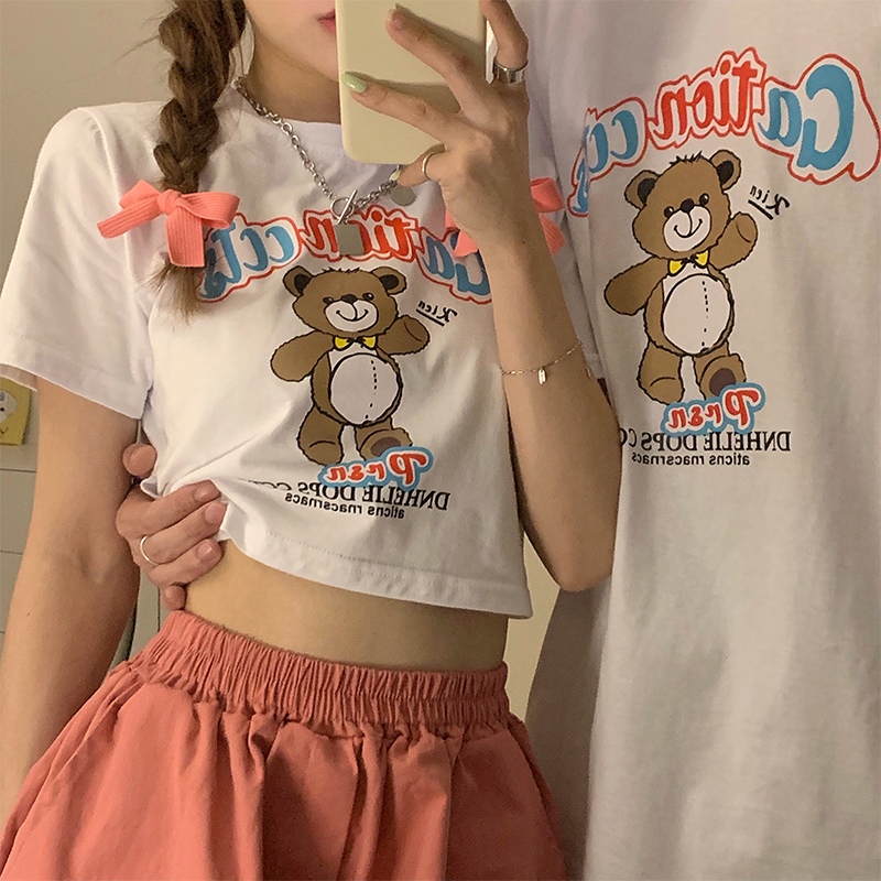 6535 pull frame cotton mesh red couple clothes ins super fire short sleeve design sense of xiaozhongchao brand summer different couple T-shirt
