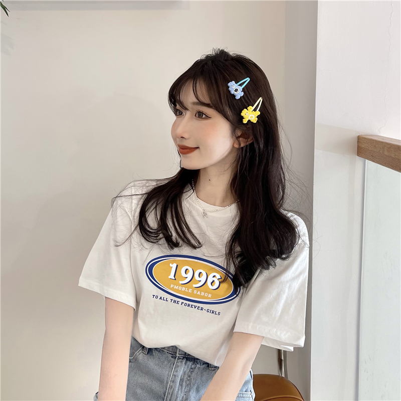Summer Korean version  new loose fashion chic simple letter printing versatile short sleeve T-shirt