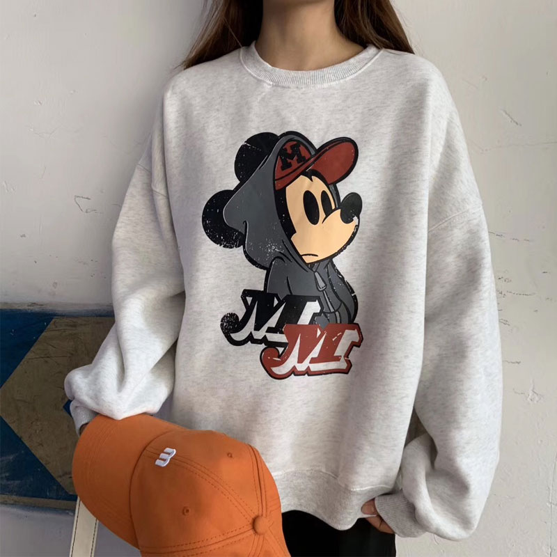 Plush and thickened red Mickey sweater women's autumn and winter new Korean loose BF lazy style