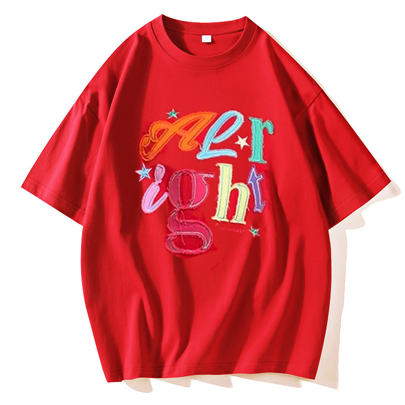 [Tmall/Quality] Combed tightly heavy cotton Aeright letter printed short-sleeved T-shirt for women summer