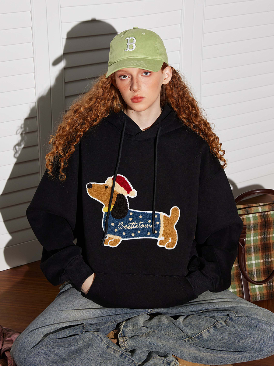 [Tmall/Quality/Thin Style] Heavy Chinese Cotton/Silver Fox Velvet Double-layer Hat Dog Letter Print Sweater