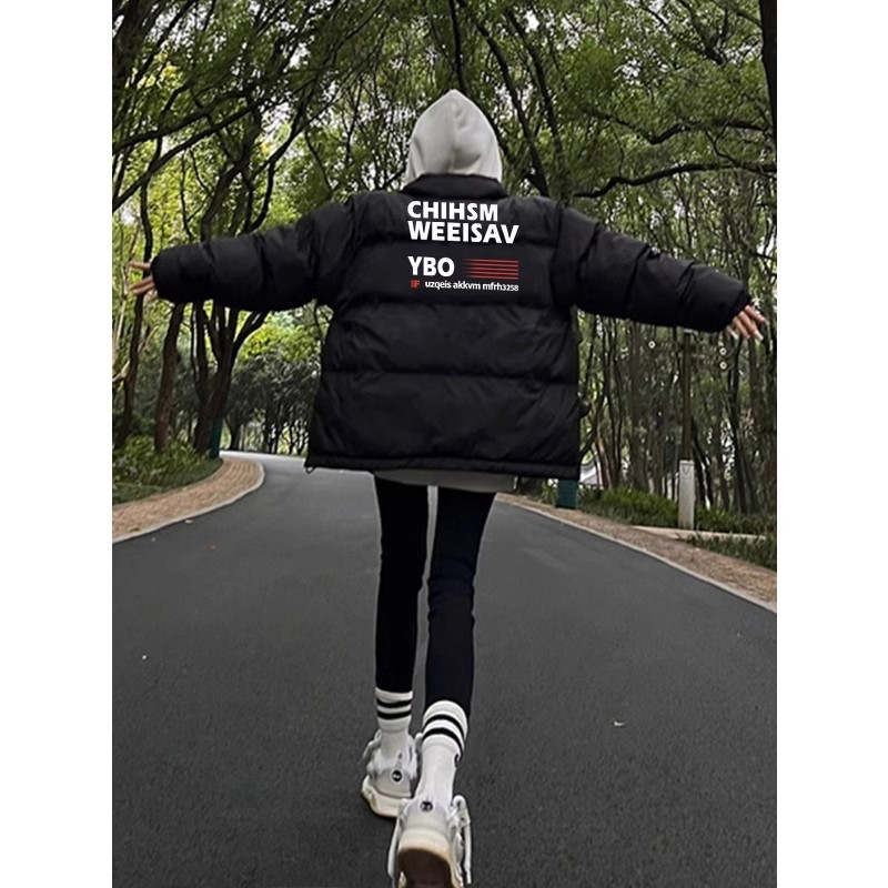 [Tmall/Quality] Heavyweight cotton clothing/hand stuffed cotton national trend CHIH letter printed cotton clothing women's down jacket