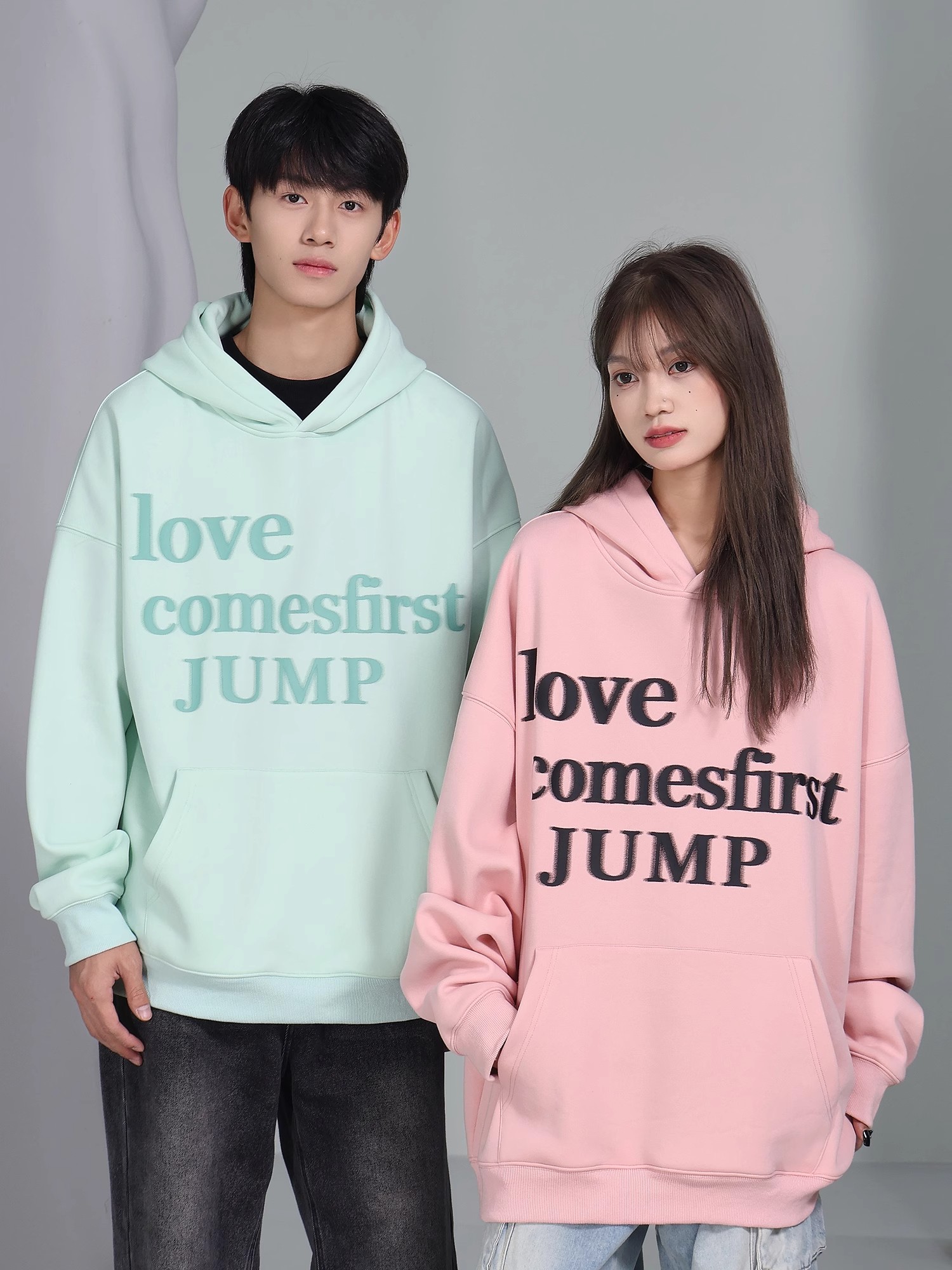 [Tmall/Quality/Thin Style] Heavy Chinese Cotton/Silver Fox Velvet Double-layer Hat Letter Love Printed Sweatshirt