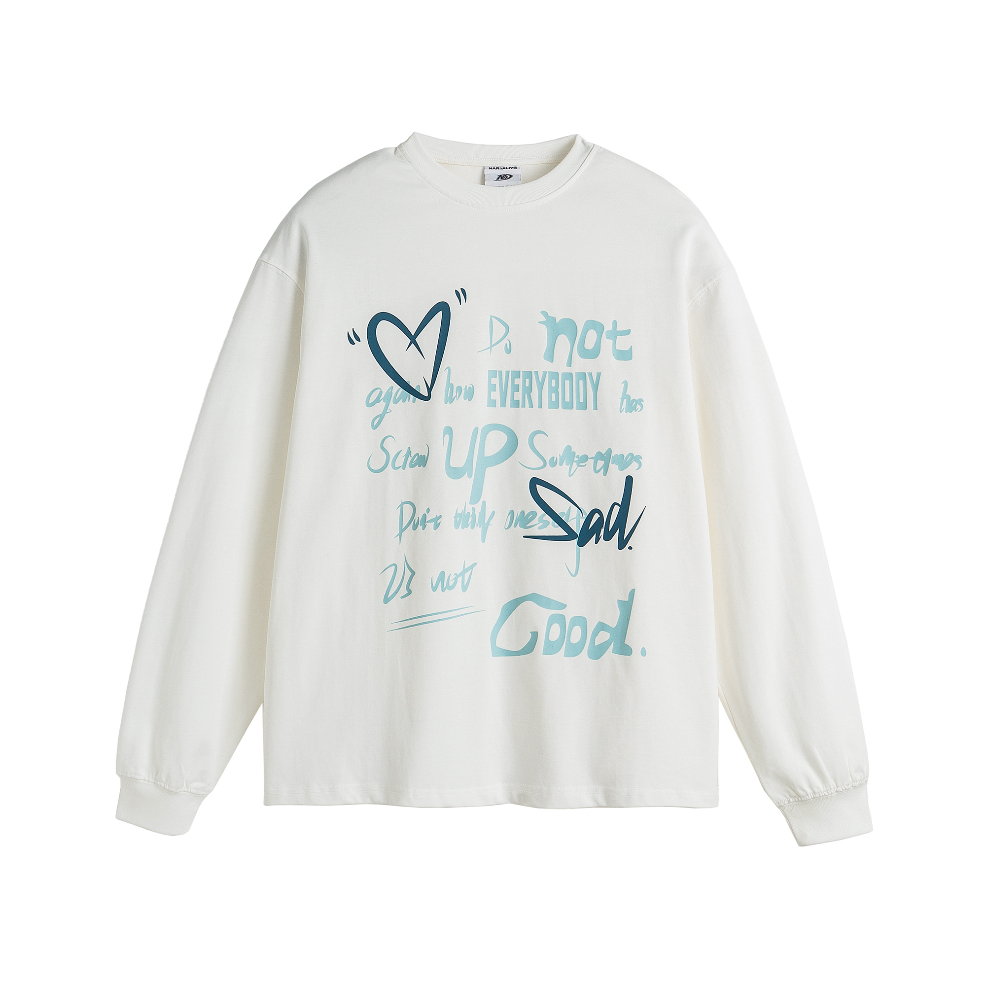 [Tmall/Recommended] Heavy cotton, combed and tightly combed, Love Good letter printed long-sleeved T-shirt in autumn