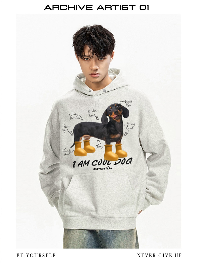 [Tmall/Quality/Thin Style] Heavy Chinese Cotton/Silver Fox Velvet Double-layer Hat Dog Letter Print Sweater