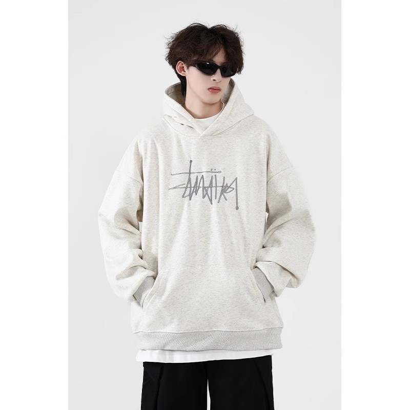 [Tmall/Quality/Thin Style] Heavy Chinese Cotton/Silver Fox Velvet Double-layer Hat Graffiti Letter Printed Sweatshirt