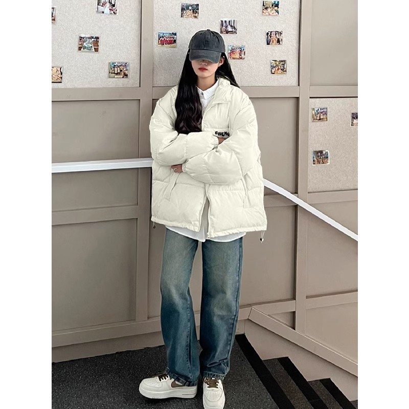 [Tmall/Quality] Heavy cotton clothing/hand stuffed cotton national trend AKKV letter printed cotton clothing women's down jacket