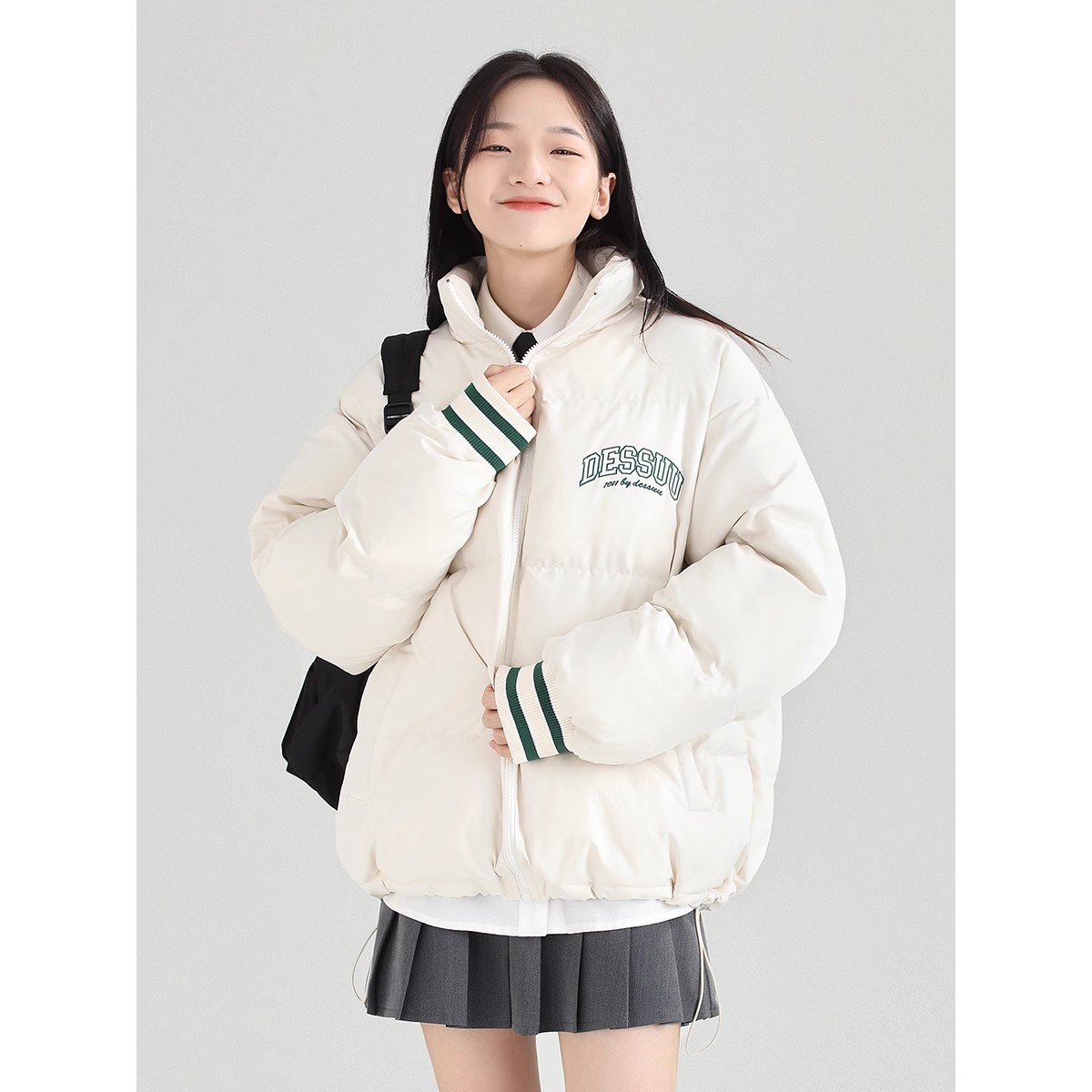 [Tmall/Quality] Heavy cotton clothing/hand-stuffed cotton national trend DESS letter printed cotton clothing women's down jacket