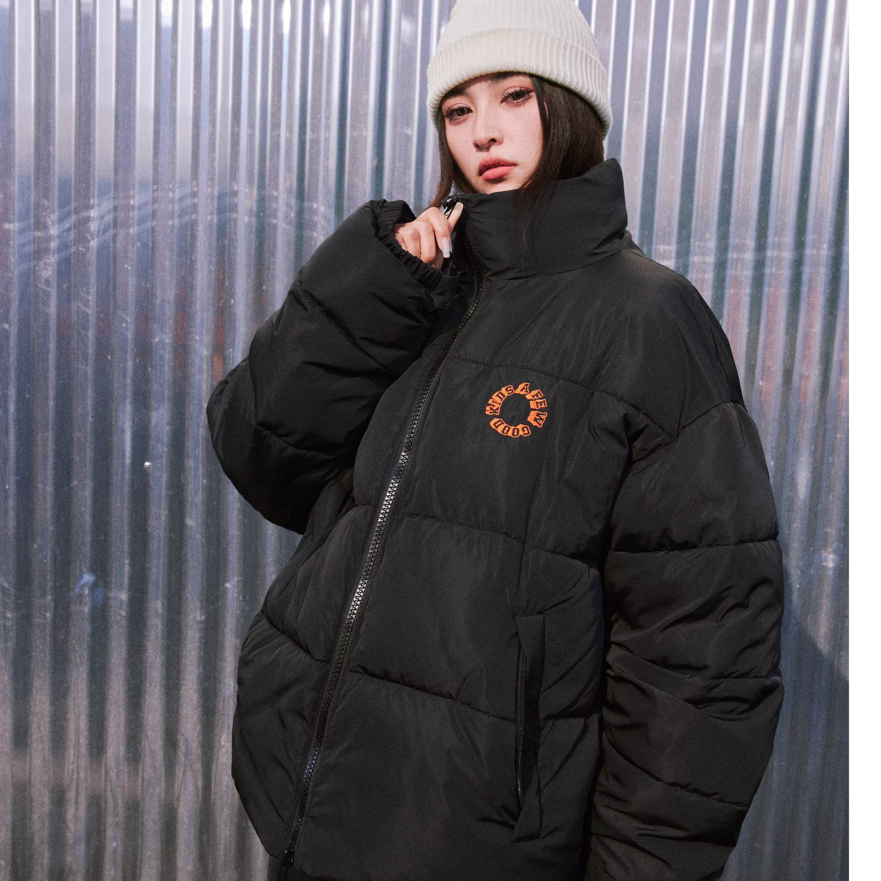 [Tmall/Quality] Heavy cotton clothing/hand stuffed cotton national trend circle letter printed cotton clothing women's down jacket