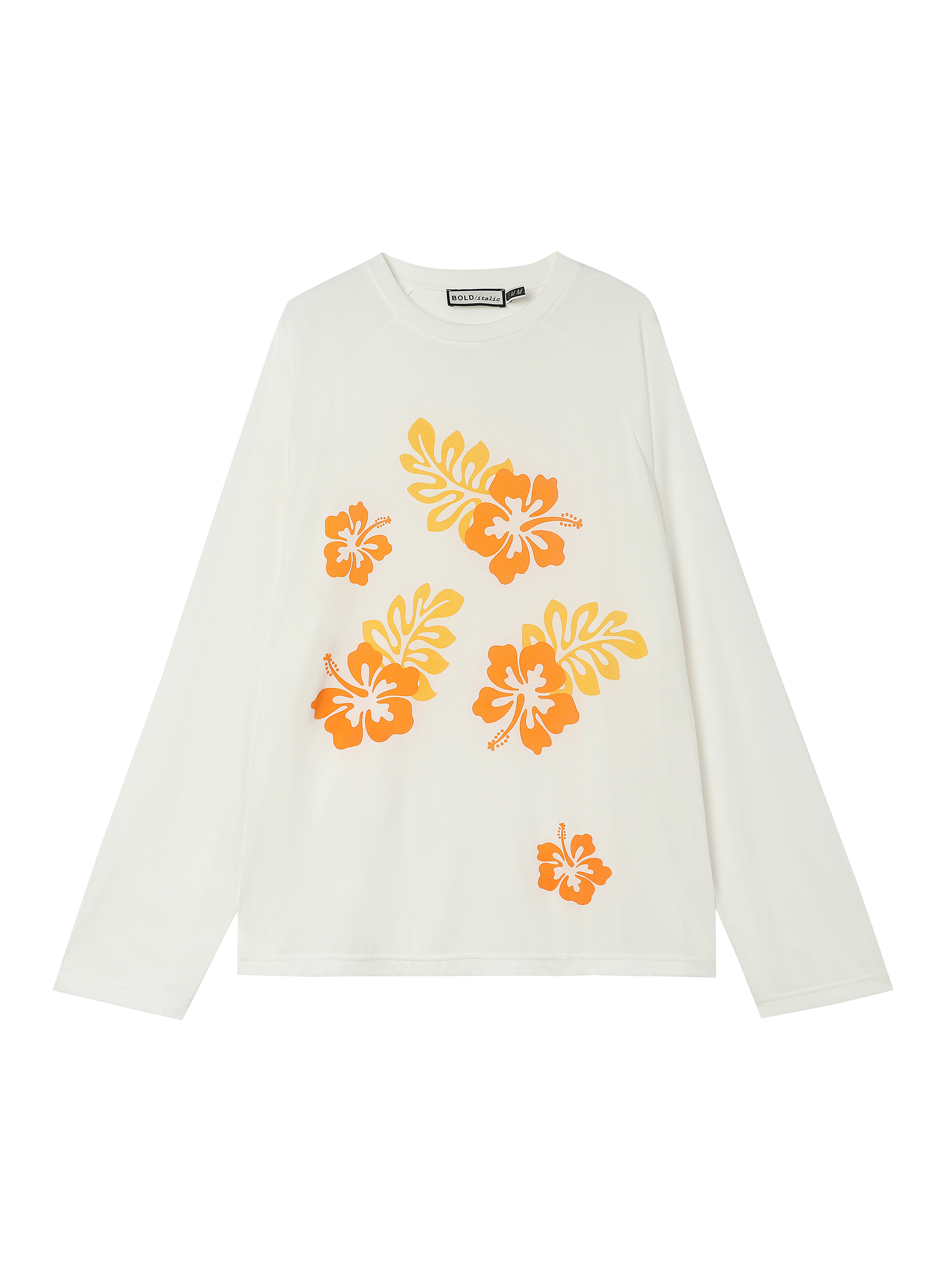 [Tmall/Recommended] Heavyweight pure cotton, tightly combed, maple leaf and hibiscus flower printed long-sleeved T-shirt for women in autumn