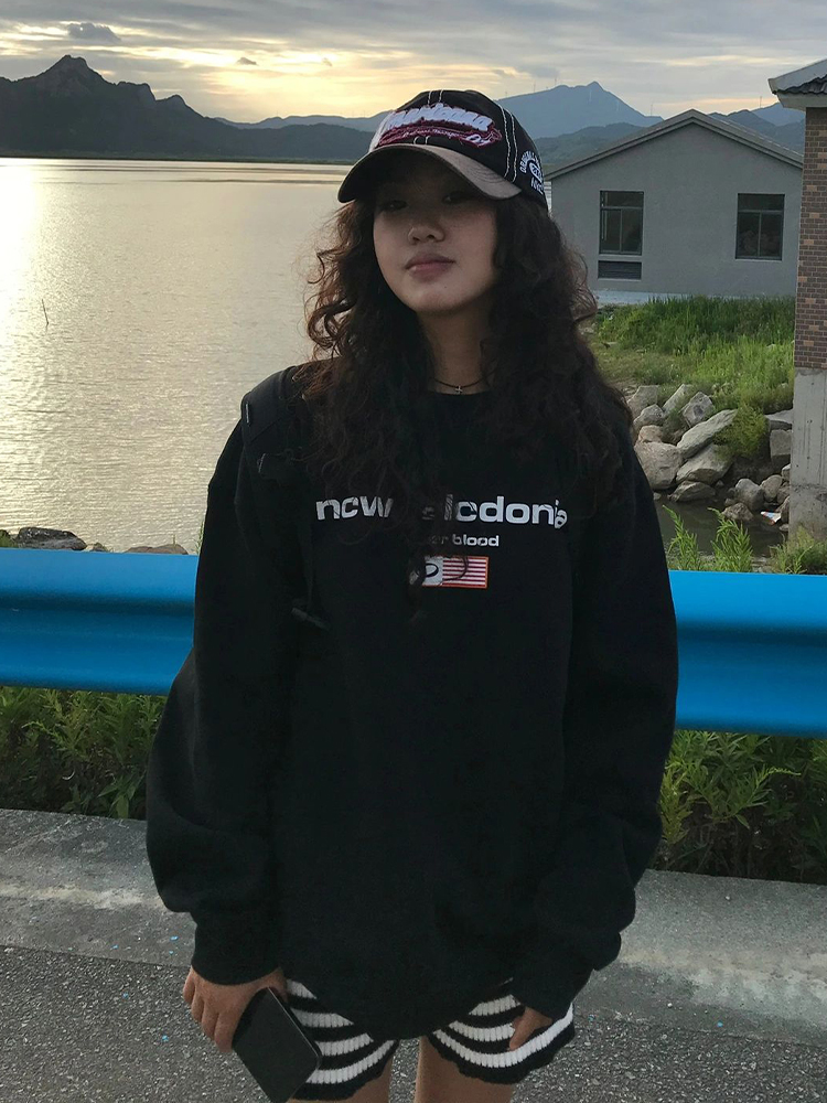 [Tmall/Quality/Thin Style] Heavy Chinese Cotton/Silver Fox Velvet Double-layer Hat Donia Letter Printed Sweatshirt