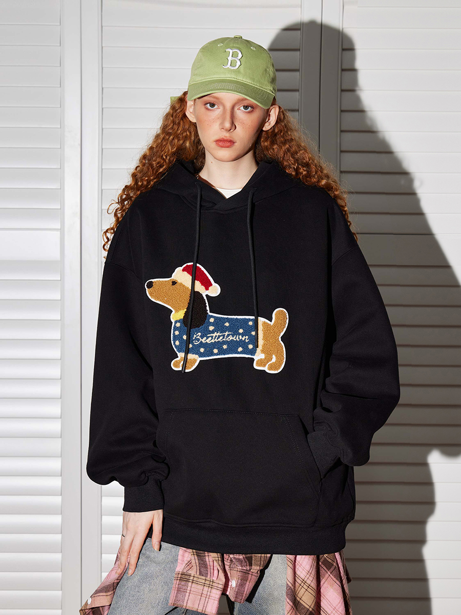 [Tmall/Quality/Thin Style] Heavy Chinese Cotton/Silver Fox Velvet Double-layer Hat Dog Letter Print Sweater