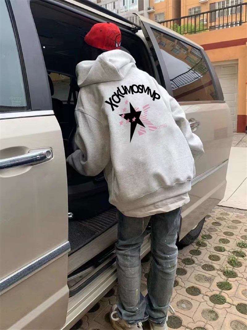 [Tmall/Quality/Thin Style] Heavy Chinese Cotton/Silver Fox Velvet Star Letter Printed Retro Sweatshirts for Men and Women