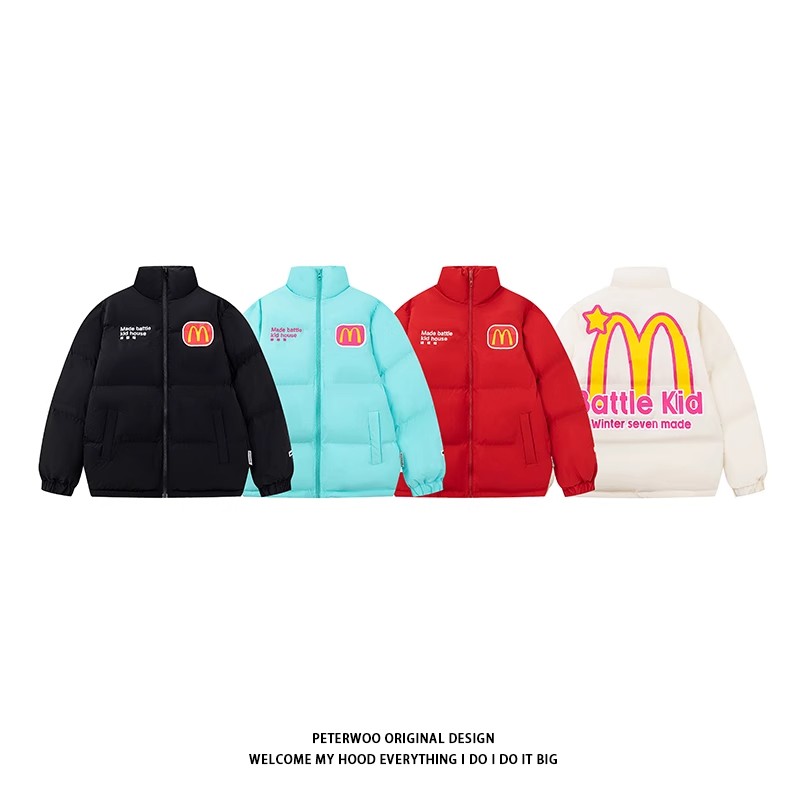 [Tmall/Quality] Heavy cotton clothing/hand-stuffed cotton, national trend McDonald's letter printed cotton clothing and cotton jacket for women