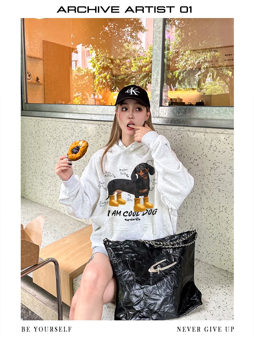 [Tmall/Quality/Thin Style] Heavy Chinese Cotton/Silver Fox Velvet Double-layer Hat Dog Letter Print Sweater