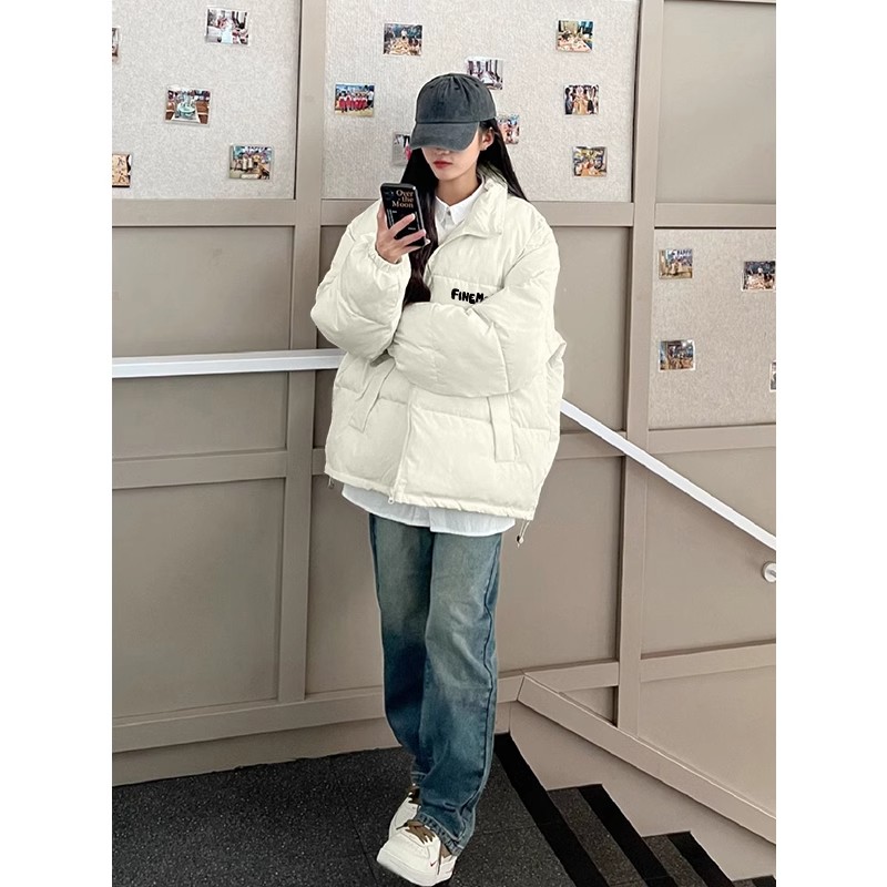 [Tmall/Quality] Heavy cotton clothing/hand stuffed cotton national trend AKKV letter printed cotton clothing women's down jacket