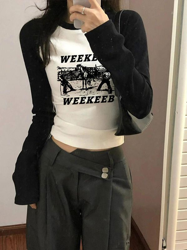 】Threaded polyester】(Free version on all platforms) Autumn and winter slimming bottoming long-sleeved T-shirt women's tops