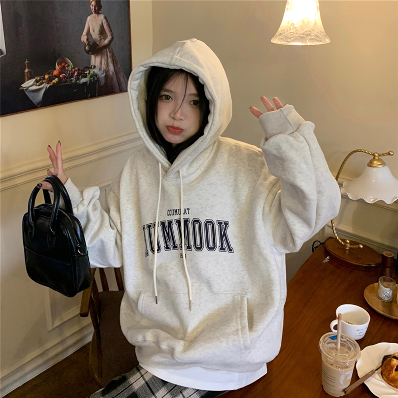 Hooded hoodie female Korean version loose long sleeve thin jacket student coat