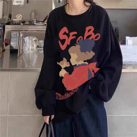 Super hot cec sweater women's spring and autumn Korean version oversize capless thin coat ins tide student loose clothes