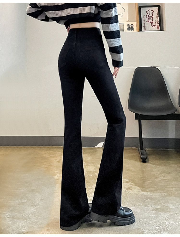 黑色微喇牛仔裤女2024年潮流百搭新款显瘦高个子加长高腰喇叭裤子