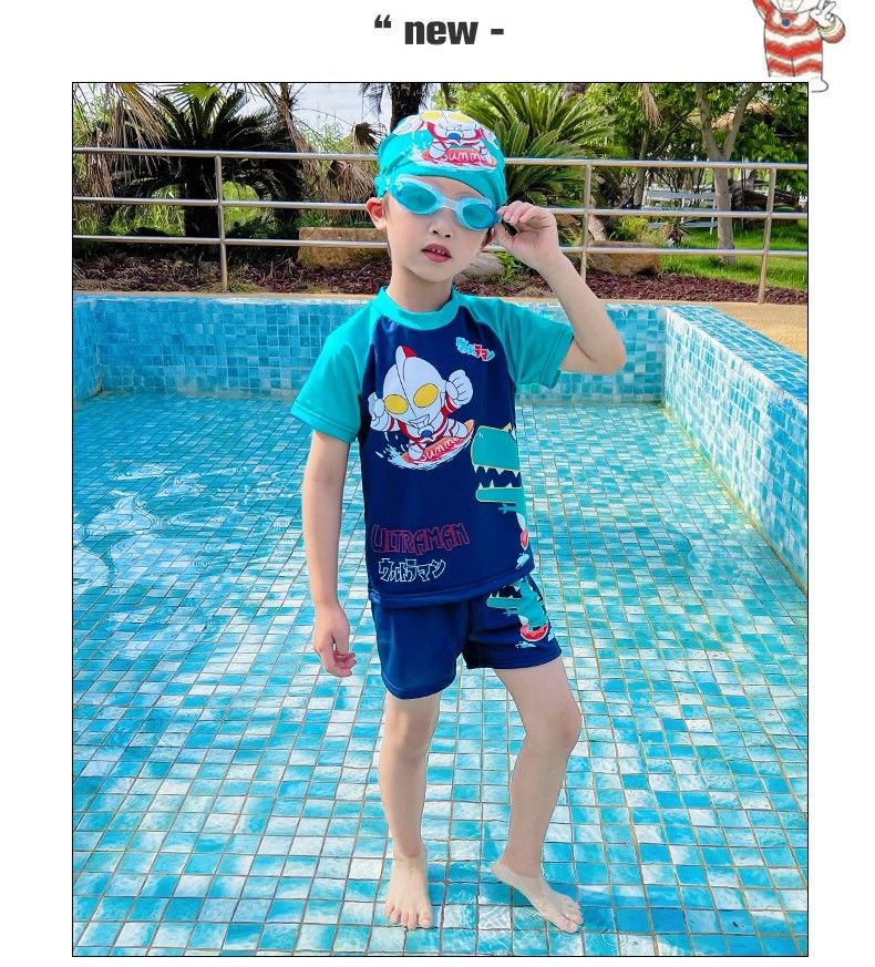 男童泳衣宝宝奥特曼连分体泳装儿童速干游泳衣裤男孩专业装备套装