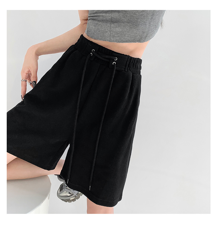 [Official Photo High Density Minnie] Sports Shorts Women's Summer Loose High-waisted Casual Wide-Leg Strappy Quarter Pants