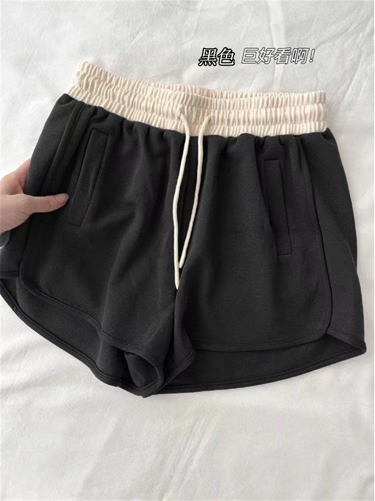 [Official Photo] Loose Women's Shorts Summer New Style Sports Versatile Elastic Waist Wide Leg Pants Color Matching Hot Pants Casual Pants