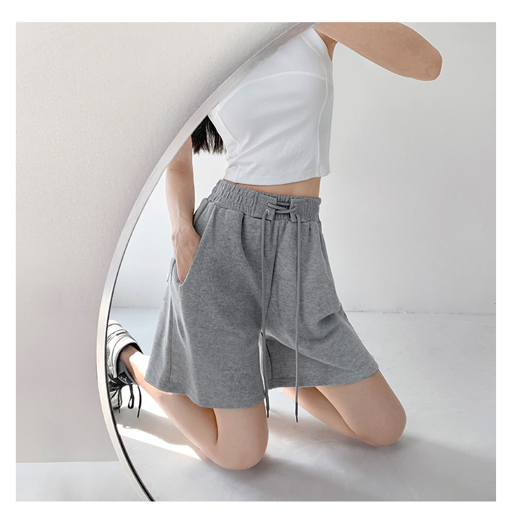 [Official Photo High Density Minnie] Loose wide-leg three-quarter pants for women summer high-waisted drawstring sports shorts