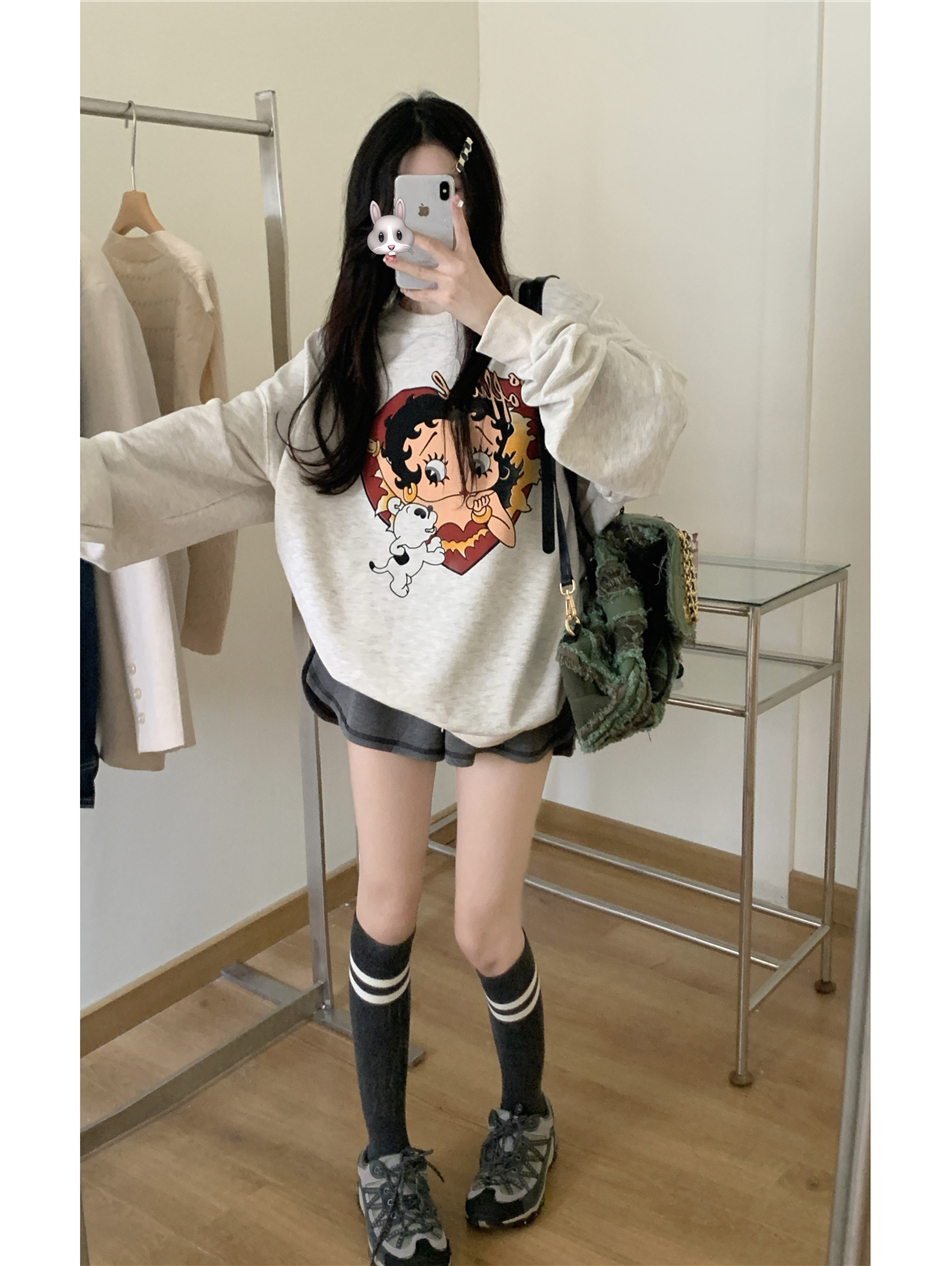 women's thin sweater autumn college style Korean style loose long-sleeved top