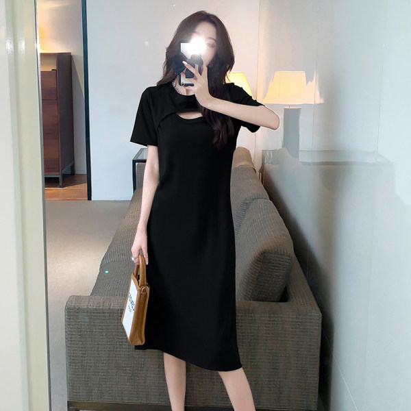 2024 new slim-fitting, slimming and flesh-covering mid-length dress for women, Korean style sweet style waist-cinching hollow skirt for women summer