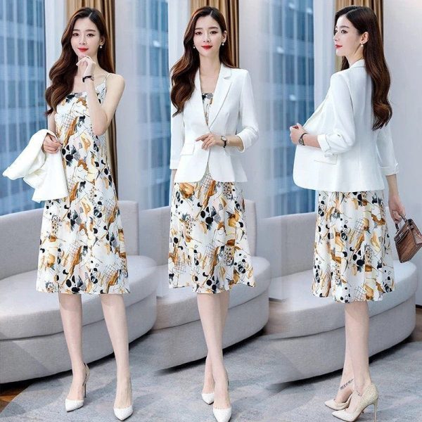 2024 Spring and Summer New Korean Printed Mid-Length Fashionable Slim Floral Suspender Skirt for Women