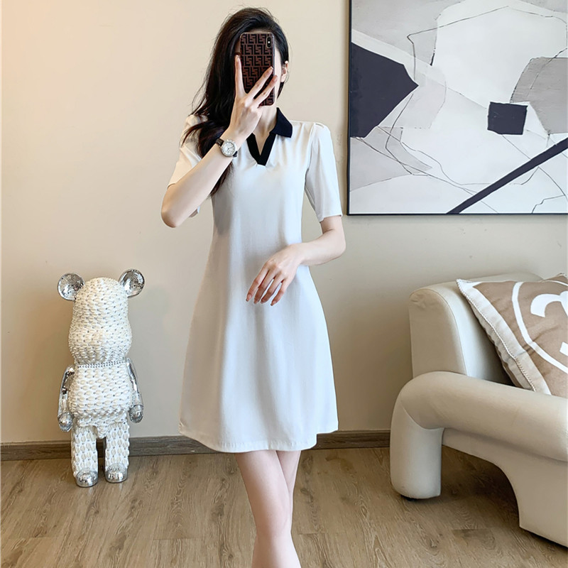 Polo collar dress women's summer 2024 new loose casual T-shirt dress slim, fresh and versatile sports skirt