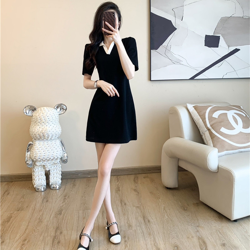 Polo collar dress women's summer 2024 new loose casual T-shirt dress slim, fresh and versatile sports skirt