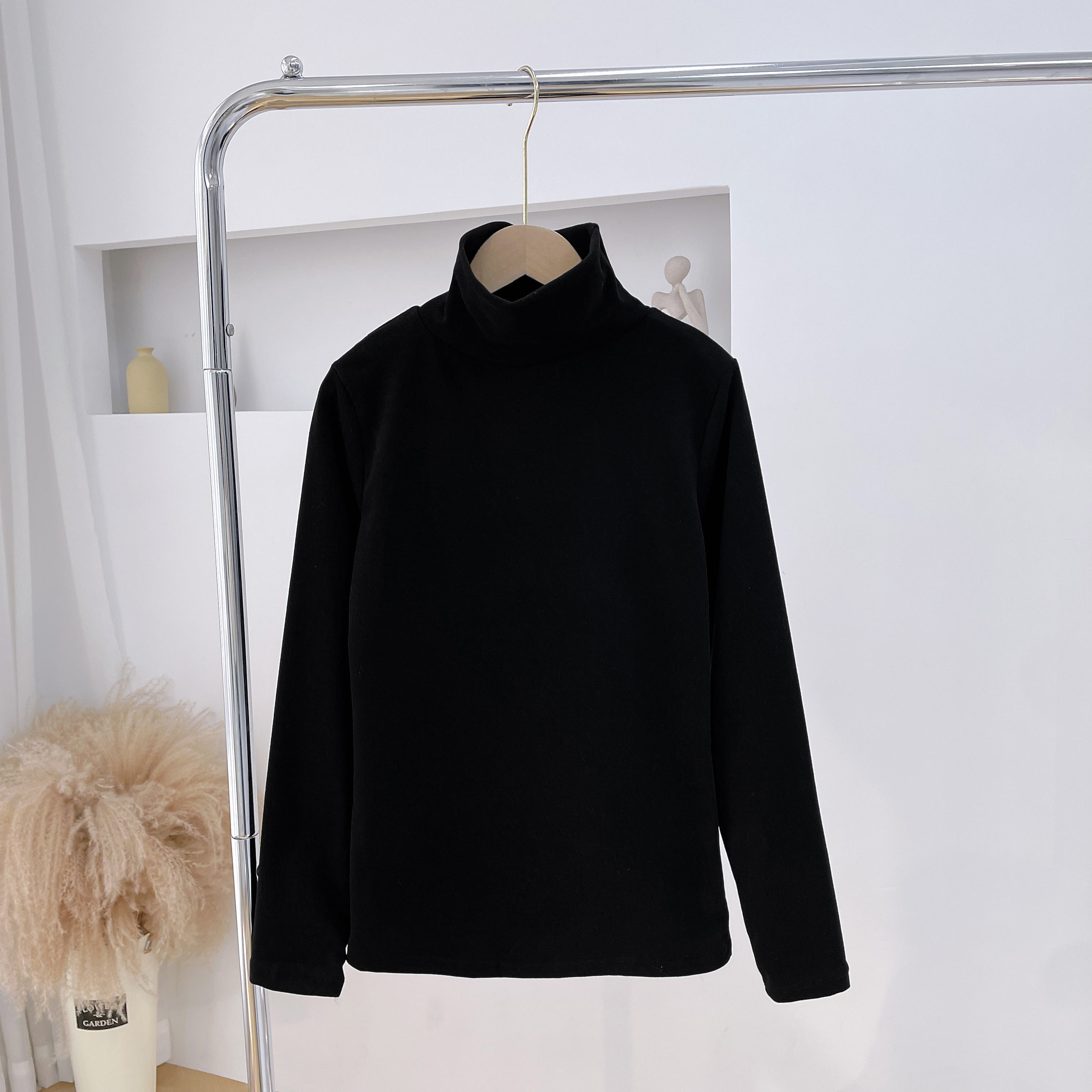 Real shot of half turtleneck bottoming shirt for women  new style plus velvet and thickened German velvet solid color inner long-sleeved top sweater