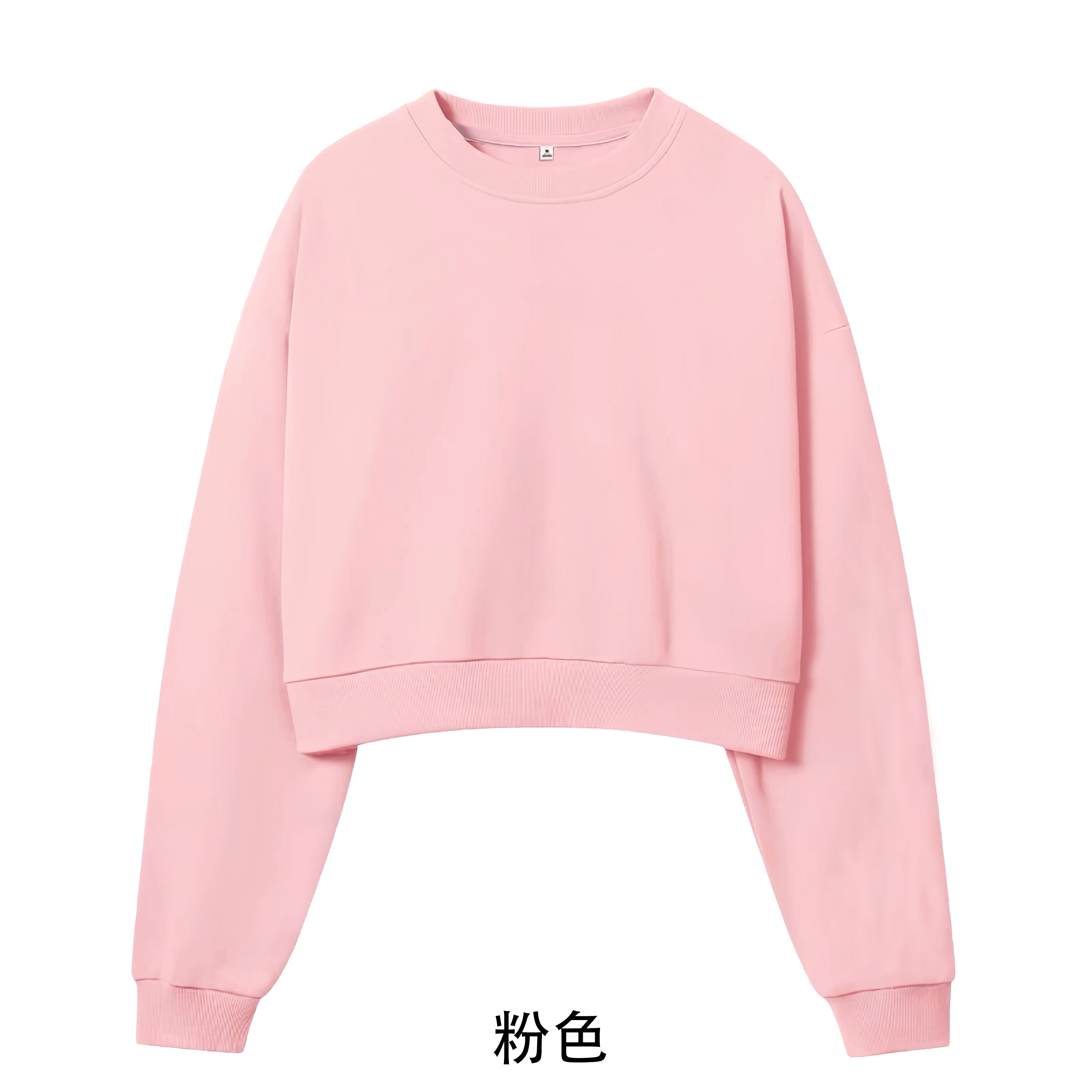 100% cotton surface Chinese cotton wool composite milk silk 320g light version short round neck thin sweatshirt for women blank version