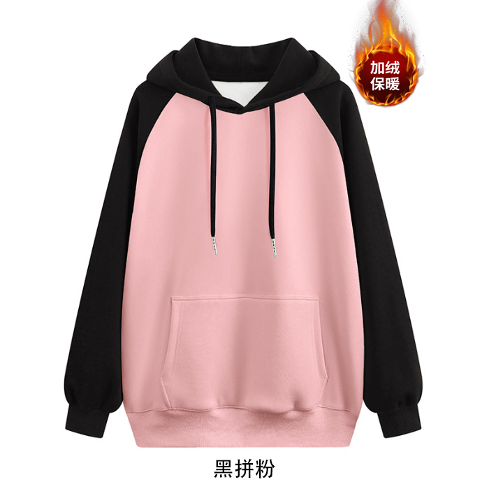 100% cotton surface Chinese cotton wool composite silver fox velvet 420g back pack collar light version round neck sweatshirt for women blank version