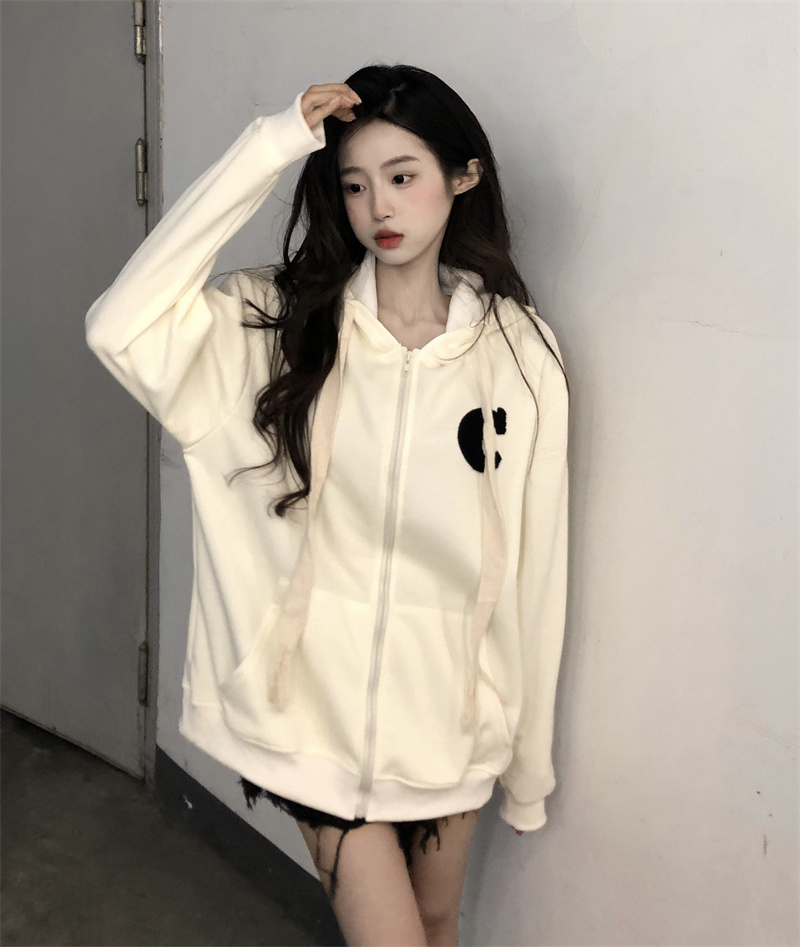 CVC Huamian  new autumn and winter design niche lazy style hooded sweatshirt women's trendy ins zipper jacket