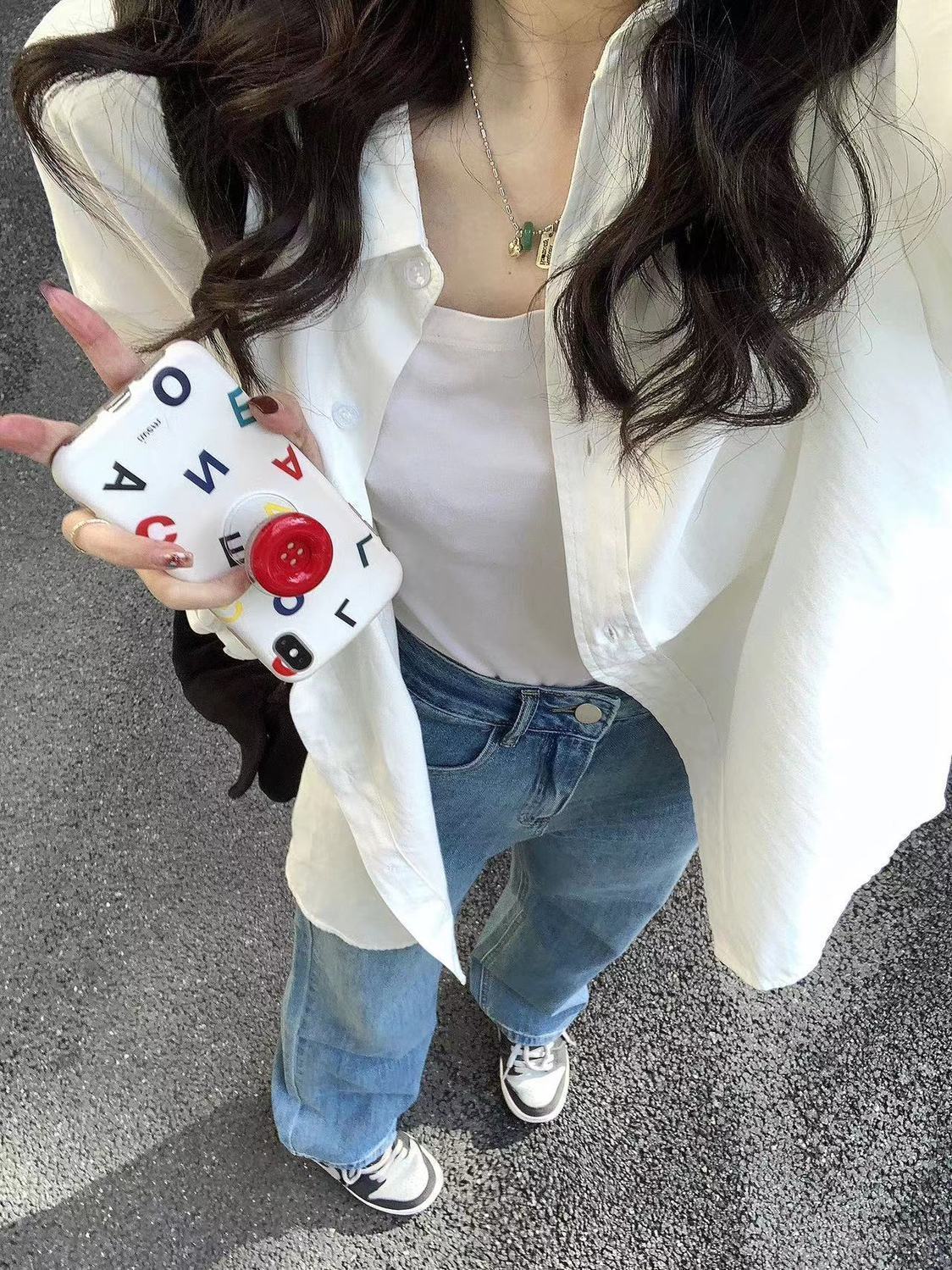 Pure cotton 2024 new casual white long-sleeved shirt women's thin top loose niche sun protection jacket