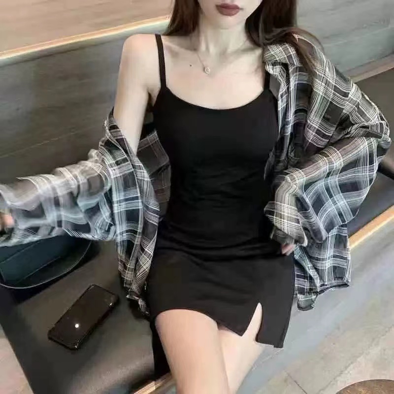 2024 new autumn and winter blouse thin high-end shirt French early spring top loose plaid sun protection shirt for women