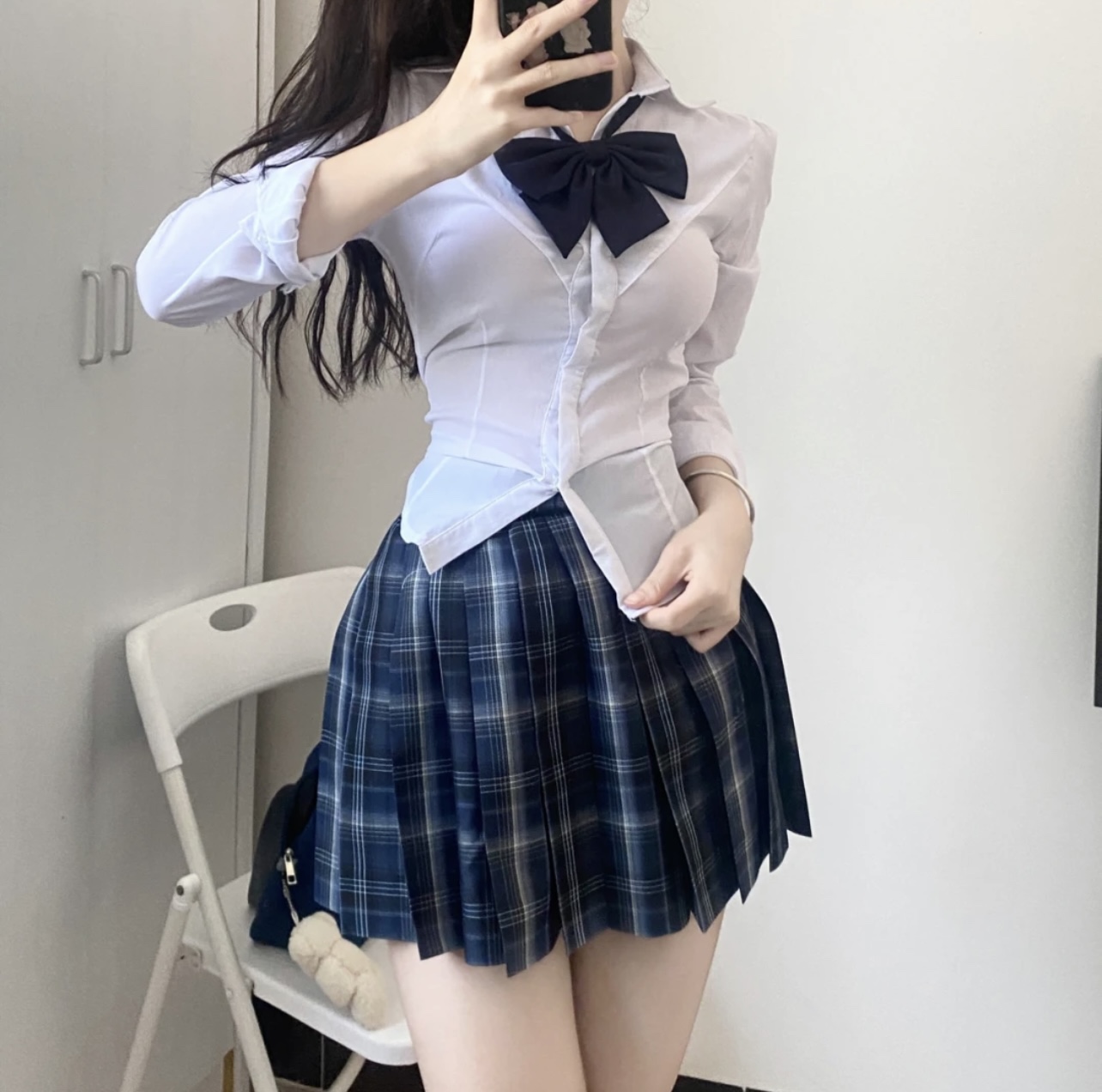 酷丝棉 jk制服纯欲紧身收腰衬衫辣妹上衣学院风收腰衬衣女