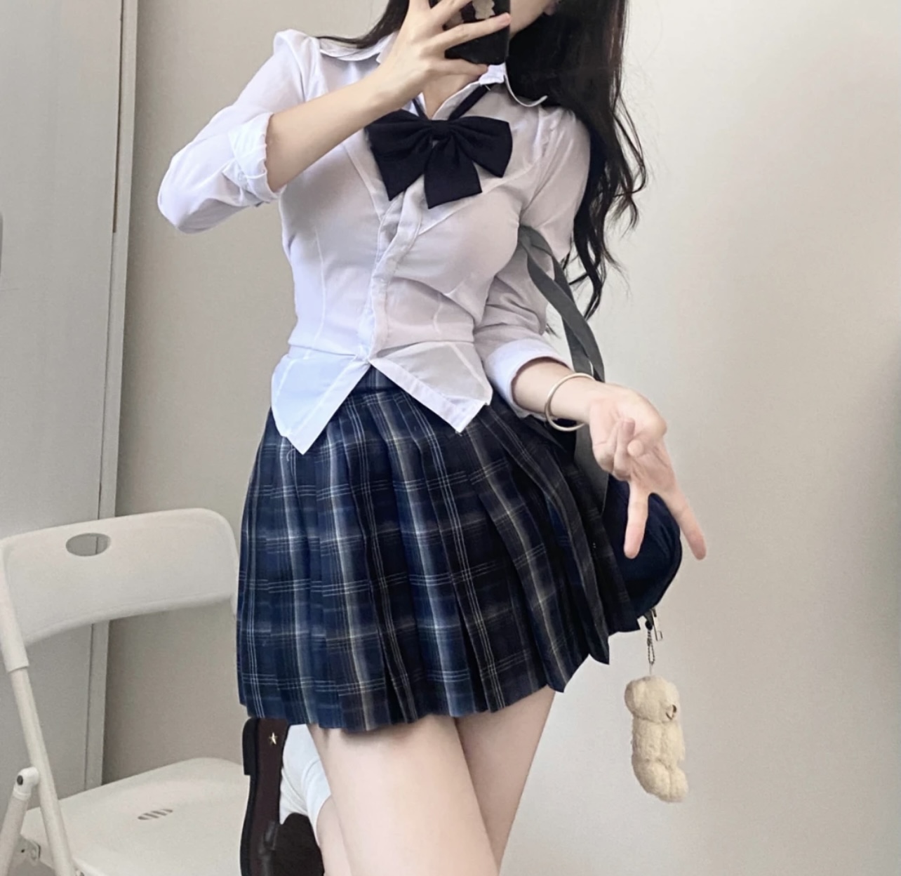 【酷丝棉】jk制服纯欲紧身收腰衬衫辣妹上衣学院风收腰衬衣女 