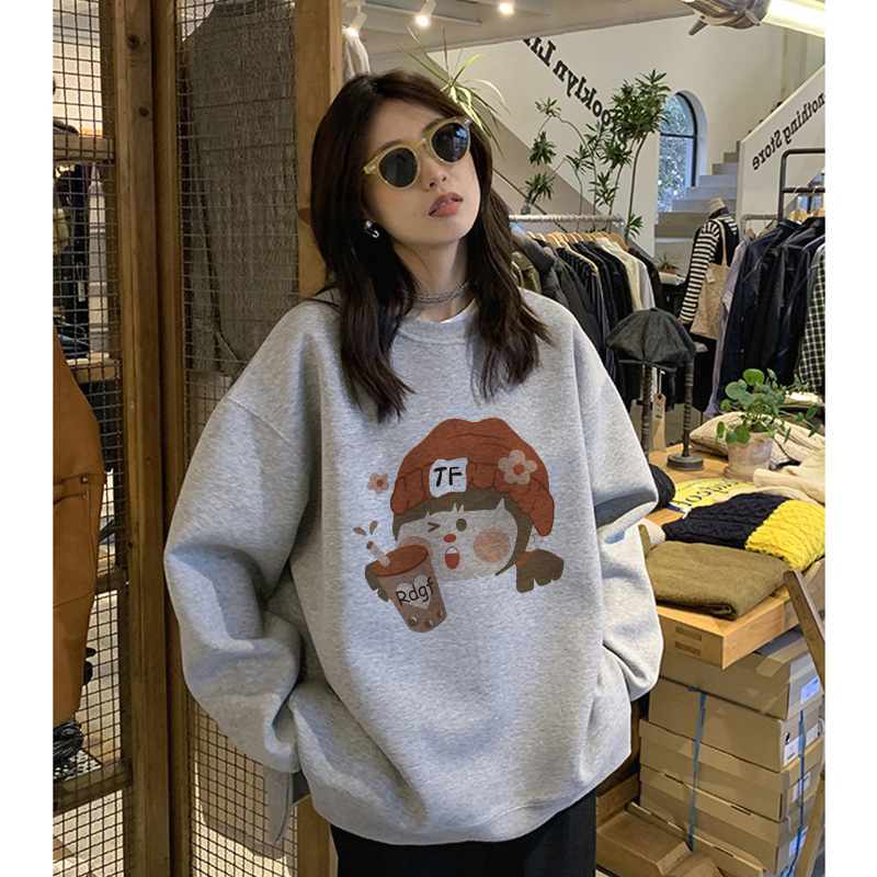 7333# Thin Section [320g] Polyester fiber 67% cotton 30% other 3% round neck sweatshirt with American street style design